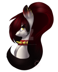 Size: 1024x1274 | Tagged: safe, artist:midnightdream123, oc, oc only, oc:fell flame, pony, bust, choker, ear piercing, female, mare, piercing, portrait, simple background, solo, spiked choker, transparent background, watermark