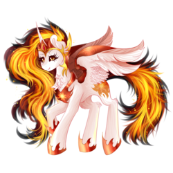 Size: 1024x1024 | Tagged: safe, artist:starartcreations, daybreaker, alicorn, pony, a royal problem, g4, chest fluff, female, fluffy, flying, simple background, smiling, solo, transparent background
