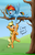 Size: 1915x2952 | Tagged: safe, artist:deltauraart, applejack, rainbow dash, pony, g4, accessory theft, applejack's hat, cowboy hat, grin, hat, jumping, prone, smiling, smug, tree, tree branch, underhoof