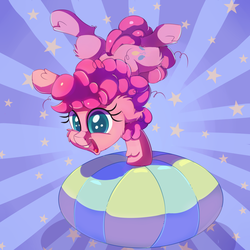 Size: 1000x1000 | Tagged: safe, artist:discorded, pinkie pie, earth pony, pony, g4, balancing, ball, cute, diapinkes, female, filly, looking at you, smiling, solo
