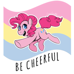 Size: 3000x3000 | Tagged: safe, artist:overlordneon, pinkie pie, earth pony, pony, g4, female, high res, lgbt, mare, open mouth, pansexual, pansexual pride flag, pride, pride flag, simple background, smiling, solo, transparent background