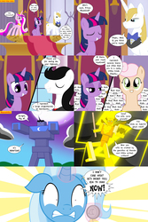 Size: 3200x4800 | Tagged: safe, artist:gatesmccloud, prince blueblood, princess cadance, trixie, twilight sparkle, oc, alicorn, pony, g4, comic, crossover, high res, transformers, twilight sparkle (alicorn), voltron