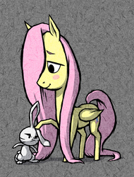 Size: 758x1000 | Tagged: safe, artist:dalapony, angel bunny, fluttershy, earth pony, pony, rabbit, g4, animal, duo, female, male, mare, style emulation, the legend of zelda, the legend of zelda: the wind waker