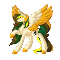 Size: 5000x5000 | Tagged: safe, artist:amazing-artsong, oc, oc only, oc:toxic paw, pegasus, pony, absurd resolution, commission, female, mare, raised hoof, simple background, smiling, solo, spread wings, transparent background, wings