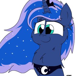 Size: 1200x1200 | Tagged: safe, artist:kdbrony, princess luna, pony, g4, chest fluff, cute, female, lunabetes, simple background, solo, white background