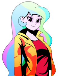 Size: 672x880 | Tagged: dead source, safe, artist:rosemile mulberry, princess celestia, principal celestia, equestria girls, g4, clothes, female, simple background, smiling, solo, white background