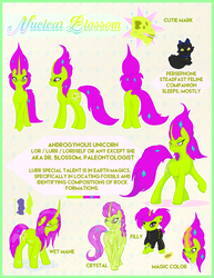 Size: 2550x3300 | Tagged: safe, artist:overlord pony, oc, oc only, oc:nuclear blossom, crystal pony, pony, unicorn, androgynous, filly, high res, neopronouns, nonbinary, reference sheet, wet mane