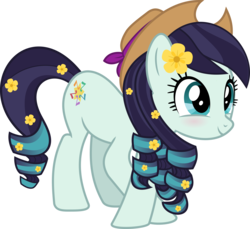 Size: 5911x5404 | Tagged: safe, artist:jhayarr23, coloratura, earth pony, pony, g4, absurd resolution, curtsey, female, hat, implied rarajack, mare, simple background, smiling, solo, trace, transparent background, vector
