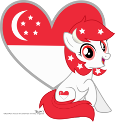 Size: 4770x5041 | Tagged: safe, artist:jhayarr23, part of a set, oc, oc only, oc:temmy, earth pony, pony, project seaponycon, absurd resolution, cutie mark, female, mare, mascot, nation ponies, ponified, simple background, singapore, sitting, solo, transparent background, vector