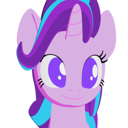 Size: 2160x2160 | Tagged: safe, artist:galawaille, starlight glimmer, pony, unicorn, g4, 3d, blender, bust, cel shading, female, high res, mare, no pupils, simple background, smiling, solo, transparent background