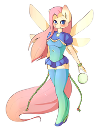 Size: 1981x2541 | Tagged: safe, artist:fluffleduckle, fluttershy, anthro, g4, clothes, female, magical girl, simple background, solo, white background