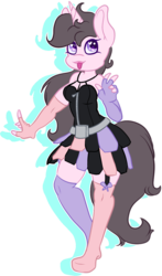 Size: 846x1443 | Tagged: safe, artist:breeoche, oc, oc only, unnamed oc, unicorn, anthro, clothes, female, pastel goth, simple background, solo, standing, transparent background