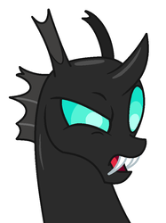 Size: 680x908 | Tagged: safe, artist:watermelon changeling, derpibooru exclusive, thorax, changeling, g4, angry, bust, fangs, frown, glare, male, ms paint, open mouth, raised eyebrow, simple background, solo, white background