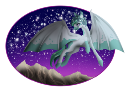 Size: 1024x724 | Tagged: safe, artist:oneiria-fylakas, oc, oc only, pony, bat wings, flying, night, simple background, solo, transparent background