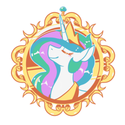 Size: 3000x3000 | Tagged: safe, artist:crownedspade, princess celestia, alicorn, pony, g4, crown, eyes closed, female, high res, jewelry, mare, regalia, smiling, solo