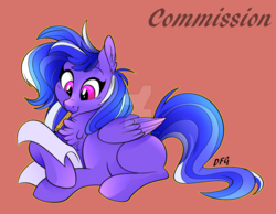 Size: 1600x1240 | Tagged: safe, artist:dragonfoxgirl, oc, oc only, pegasus, pony, chest fluff, female, mare, mouth hold, pencil, solo, watermark, writing