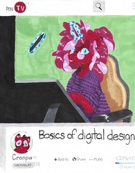 Size: 630x809 | Tagged: safe, artist:frozensoulpony, oc, oc only, oc:cranberry pie, pony, unicorn, chair, female, internet, magic, mare, solo, traditional art