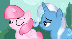 Size: 1021x563 | Tagged: safe, artist:lucilove17, trixie, oc, pony, unicorn, g4, canon x oc, female, lesbian, mare, shipping