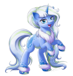 Size: 1024x1071 | Tagged: safe, artist:novaintellus, oc, oc only, pony, unicorn, commission, female, looking at you, mare, rearing, simple background, solo, transparent background