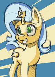 Size: 1536x2128 | Tagged: safe, artist:post-it, oc, oc only, oc:posty, pony, abstract background, blank flank, colored sketch, sketch, solo, sticky note