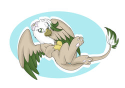 Size: 1024x719 | Tagged: safe, artist:melodis, oc, oc only, griffon, female, paw pads, simple background, solo