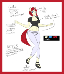Size: 2586x2987 | Tagged: safe, artist:shelltoon, oc, oc only, oc:golden hearth, unicorn, anthro, belly button, bracelet, clothes, female, high res, horn, horn ring, jeans, jewelry, midriff, pants, reference sheet, short shirt, solo, wedge sandals