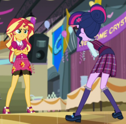 Size: 713x703 | Tagged: safe, screencap, sci-twi, sunset shimmer, twilight sparkle, equestria girls, g4, my little pony equestria girls: friendship games, cropped