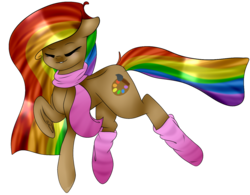 Size: 1307x1017 | Tagged: safe, artist:ohhoneybell, oc, oc only, oc:blanks canvas, earth pony, pony, clothes, eyes closed, female, mare, scarf, simple background, socks, solo, transparent background