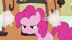 Size: 993x558 | Tagged: safe, screencap, pinkie pie, earth pony, pony, g4, mmmystery on the friendship express, angry