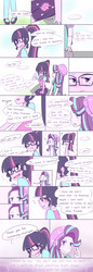 Size: 1185x3444 | Tagged: safe, artist:yuck, sci-twi, starlight glimmer, twilight sparkle, human, equestria girls, g4, :i, blushing, clothes, comic, confession, dialogue, duo, female, glasses, implied lesbian, implied scitwishimmer, implied shimmerglimmer, implied shipping, implied sunset shimmer, implied sunsetsparkle, lesbian, shy, simple background, smiling, text