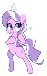Size: 1000x1600 | Tagged: safe, artist:turtlefarminguy, diamond tiara, earth pony, pony, g4, bipedal, colored pupils, female, filly, heart, simple background, smiling, solo, transparent background