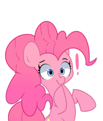 Size: 850x1000 | Tagged: safe, artist:turtlefarminguy, pinkie pie, earth pony, pony, g4, exclamation point, female, mare, rearing, simple background, solo, transparent background