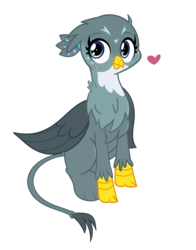 Size: 1100x1400 | Tagged: safe, artist:turtlefarminguy, gabby, griffon, g4, blushing, cute, female, gabbybetes, heart, simple background, sitting, solo, transparent background