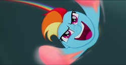 Size: 698x359 | Tagged: safe, screencap, rainbow dash, pony, g4, my little pony: the movie, female, flying, mare, open mouth, solo