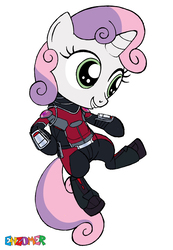 Size: 2548x3676 | Tagged: safe, artist:enzomersimpsons, sweetie belle, pony, g4, ant-man, crossover, female, high res, my little avengers, simple background, solo, white background