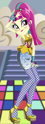 Size: 194x533 | Tagged: safe, artist:glittertiara, sour sweet, equestria girls, equestria girls specials, g4, my little pony equestria girls: dance magic, armpits, clothes, dancing, female, fishnet stockings, freckles, high heels, lipstick, shoes, smiling, solo, starsue