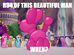 Size: 774x576 | Tagged: safe, edit, edited screencap, screencap, brian, pinkie pie, rainbow dash, earth pony, pegasus, pony, g4, my little pony: the movie, caption, cropped, female, implied porn, meme, no exceptions, porn when
