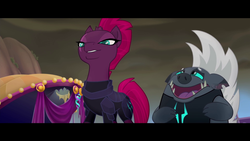 Size: 1920x1080 | Tagged: safe, screencap, grubber, tempest shadow, pony, g4, my little pony: the movie, broken horn, eye scar, horn, scar