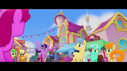 Size: 1920x1080 | Tagged: safe, screencap, apple fritter, berry punch, berryshine, lyra heartstrings, twilight sparkle, alicorn, pony, g4, my little pony: the movie, apple family member, twilight sparkle (alicorn)