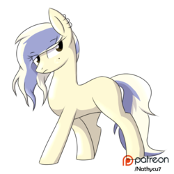 Size: 577x577 | Tagged: safe, artist:commypink, derpibooru exclusive, oc, oc only, oc:sam, earth pony, pony, :t, looking back, patreon, patreon logo, simple background, solo, transparent background