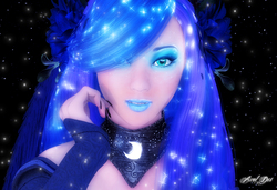 Size: 5700x3900 | Tagged: safe, artist:axel-doi, princess luna, human, g4, 3d, absurd resolution, female, humanized, jewelry, looking at you, regalia, solo