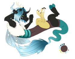 Size: 1140x900 | Tagged: safe, artist:bijutsuyoukai, oc, oc only, oc:ambrosia nectar, draconequus, hybrid, interspecies offspring, offspring, parent:discord, parent:queen chrysalis, parents:discolis, simple background, solo, transparent background