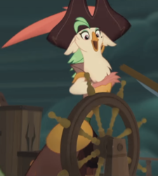 Size: 477x531 | Tagged: safe, screencap, captain celaeno, anthro, g4, my little pony: the movie, cropped, female, hat, pirate hat, solo