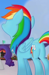 Size: 312x478 | Tagged: safe, screencap, rainbow dash, pony, g4, my little pony: the movie, butt, cropped, plot