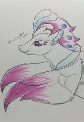 Size: 829x1200 | Tagged: safe, artist:helicityponi, queen novo, pony, seapony (g4), g4, my little pony: the movie, beautiful, female, queen, smiling, solo, traditional art