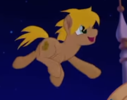 Size: 419x330 | Tagged: safe, screencap, earth pony, pony, g4, my little pony: the movie, background pony, cropped, cute, happy, male, night, smiling, stallion, unnamed character, unnamed pony