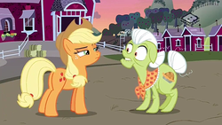 Size: 1278x720 | Tagged: safe, screencap, applejack, granny smith, earth pony, pony, g4, the perfect pear, boomerang (tv channel), sweet apple acres
