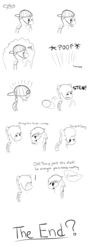 Size: 1800x5120 | Tagged: safe, artist:st4rvy, oc, oc only, oc:starvyn', oc:stenny, bat pony, comic:a special meeting, annoyed, backwards ballcap, baseball cap, black and white, cap, douchebag, evil, female, funny, genderswapping pill, grayscale, grumpy, hat, high res, male, monochrome, rule 63, shrinking, text