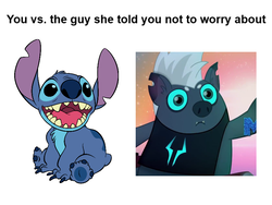 Size: 800x600 | Tagged: safe, screencap, grubber, pony, g4, my little pony: the movie, comparison, disney, exploitable meme, lilo and stitch, meme, stitch, you vs. the guy she told you not to worry about