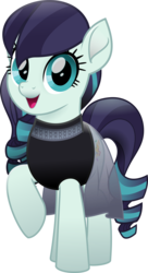 Size: 2974x5477 | Tagged: safe, artist:jhayarr23, coloratura, earth pony, pony, g4, absurd resolution, clothes, female, raised hoof, simple background, smiling, solo, style emulation, transparent background, vector